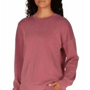 NWT LazyPants Women's Luxe Crewneck Sweatshirt, Berry (Pink )